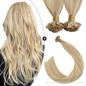 Hot selling factory high quality Russian rumy human hair extension Pre Bonded Hair Extensions Flat tip hair Flat bond extension